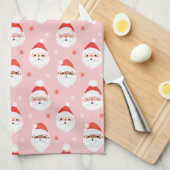 Pink Retro Santa Clause Geschirrtuch (Viertel Falte)