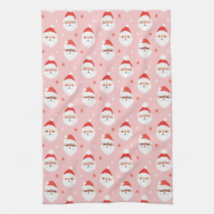 Pink Retro Santa Clause Geschirrtuch