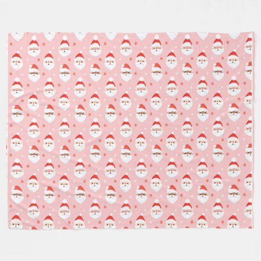 Pink Retro Santa Clause Wrapping Paper Fleecedecke (Vorderseite (Horizontal))