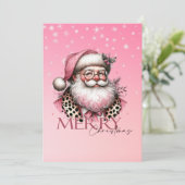 Pink Retro Santa Merry Weihnachten (Stehend Vorderseite)