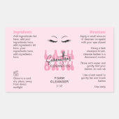 Pink Retro Schriftart Lash Extensions Cleanser Wra Rechteckiger Aufkleber (Vorderseite)