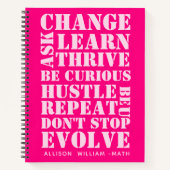 Pink Retro Script Inspiration Spirale Notizblock (Vorderseite)