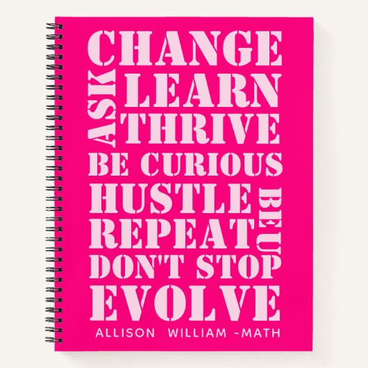 Pink Retro Script Inspiration Spirale Notizblock (Vorderseite)