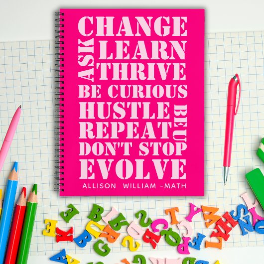 Pink Retro Script Inspiration Spirale Notizblock