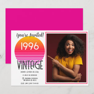 Pink Retro Sonne 1996 30. Geburtstag Feiertagskarte