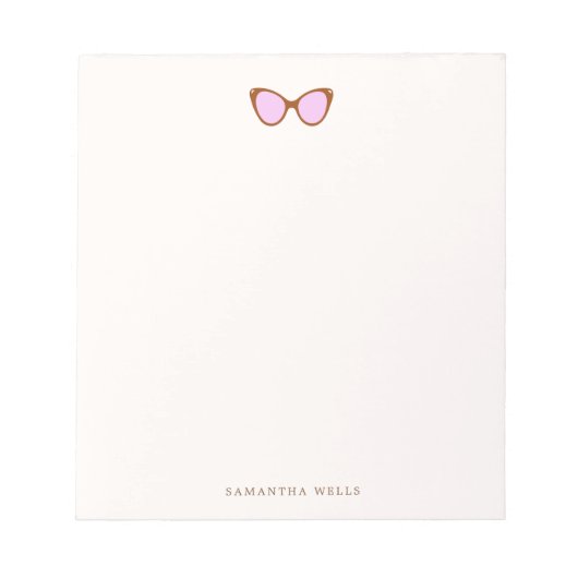 Pink Retro Sonnenbrille Personalisiert Danke Notizblock (Vorderseite)