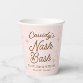 Pink Retro Stars Nash Bash Bachelorette Pappbecher (Rückseite)