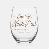 Pink Retro Stars Nash Bash Bachelorette Weinglas Ohne Stiel (Vorderseite)