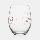 Pink Retro Stars Nash Bash Bachelorette Weinglas Ohne Stiel (Rechts)