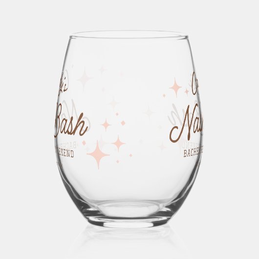 Pink Retro Stars Nash Bash Bachelorette Weinglas Ohne Stiel (Links)