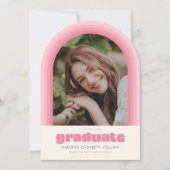 Pink Retro Striped Arch Graduation Announcement Einladung (Vorderseite)