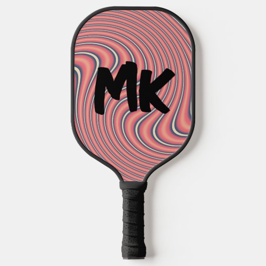 PINK RETRO SWIRL MONOGRAM CUSTOM PICKLEBALL SCHLÄGER (Vorderseite)