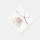 Pink Retro Trailer Hochzeit Napkins Serviette (Ecke)