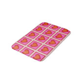 Pink Retro Vintag Checkered Heart Y2K Pattern Badematte (Schrägansicht)