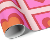 Pink Retro Vintag Checkered Heart Y2K Pattern Geschenkpapier (Rolleneckpunkt)