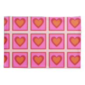 Pink Retro Vintag Checkered Heart Y2K Pattern Kissenbezug (Rückseite)