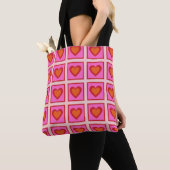 Pink Retro Vintag Checkered Heart Y2K Pattern Tasche (Von Nahem)