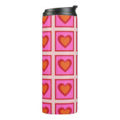 Pink Retro Vintag Checkered Heart Y2K Pattern Thermosbecher (Nach links gedreht)