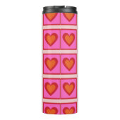 Pink Retro Vintag Checkered Heart Y2K Pattern Thermosbecher (Rückseite)