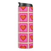 Pink Retro Vintag Checkered Heart Y2K Pattern Thermosbecher (Nach rechts gedreht)