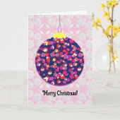 Pink Retro Vintag Style Weihnachtskarte Karte (Gelbe Blume)