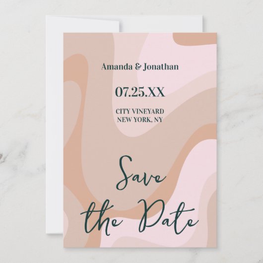 Pink Retro Wave Wedding Save The Date (Vorderseite)