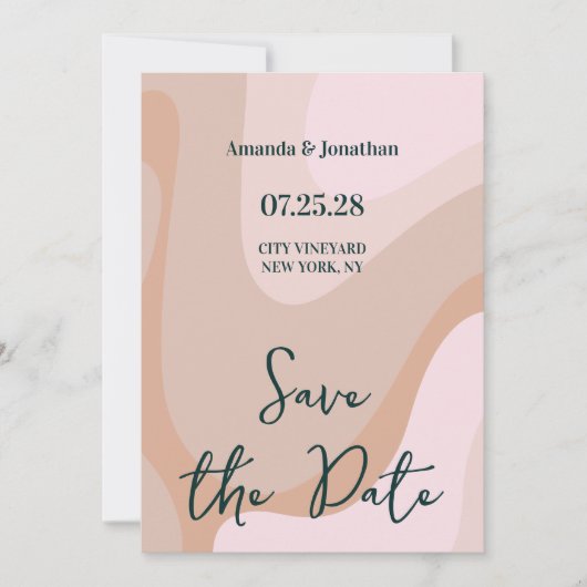 Pink Retro Wave Wedding Save the Date Einladung (Vorderseite)