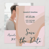 Pink Retro Wave Wedding Save the Date Einladung (Vorne/Hinten)
