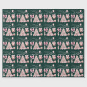Pink Retro Weihnachten Geschenkpapier (Flach)