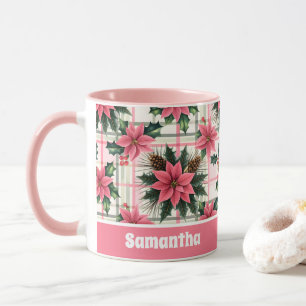 Pink Retro Weihnachten Karierte Weihnachten froh W Tasse