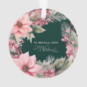 Pink Retro Weihnachten Ornament (Rückseite)