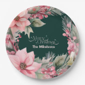 Pink Retro Weihnachten Pappteller (Vorderseite)