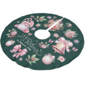 Pink Retro Weihnachten Polyester Weihnachtsbaumdecke (Schrägansicht)