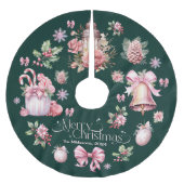 Pink Retro Weihnachten Polyester Weihnachtsbaumdecke (Vorderseite)