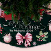 Pink Retro Weihnachten Polyester Weihnachtsbaumdecke