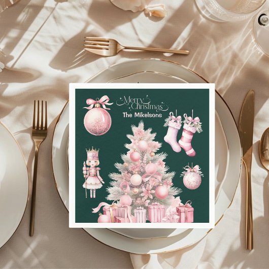 Pink Retro Weihnachten Serviette
