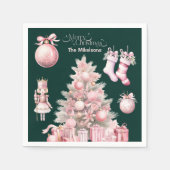 Pink Retro Weihnachten Serviette (Vorderseite)