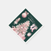 Pink Retro Weihnachten Serviette (Ecke)