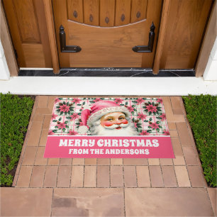 Pink Retro Weihnachten Weihnachten Blumenkohl Kari Fußmatte