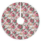 Pink Retro Weihnachten Weihnachten Blumenkohl Kari Polyester Weihnachtsbaumdecke (Vorderseite)