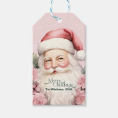 Pink Retro Weihnachten Weihnachten Weihnachtsmann Geschenkanhänger (Vorderseite)
