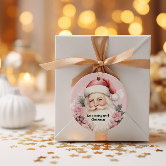 Pink Retro Weihnachten Weihnachten Weihnachtsmann Runder Aufkleber