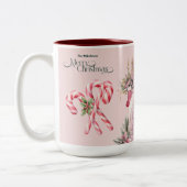 Pink Retro Weihnachten Zweifarbige Tasse (Links)