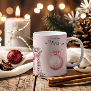 Pink Retro Weihnachten Zweifarbige Tasse