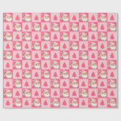 Pink Retro Weihnachtsbaum Tartan Kariert Geschenkpapier (Flach)