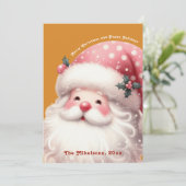 Pink Retro Weihnachtsmann Feiertagskarte (Stehend Vorderseite)
