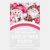 Pink Retro Weihnachtsmann Party Willkommen Acrylschild (Vorderseite)