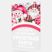 Pink Retro Weihnachtsmann Party Willkommen Acrylschild (Winkel)