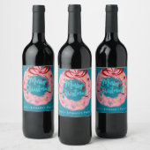 Pink Retro Weihnachtsmann Weinetikett (Flaschen)