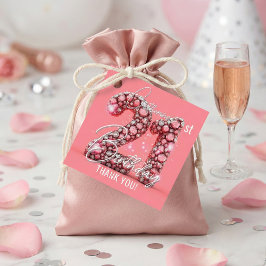 Pink Rhinestone Jewel 21st Birthday Thank You Geschenkanhänger